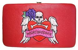 Rockabilly Gothic Skull Crossbones Red Frame Wallet