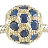 10K GOLD Charm Bead SAPPHIRE Blue CZs fits PANDORA Biagi Chamilia Bracelet GIFT BOXED!