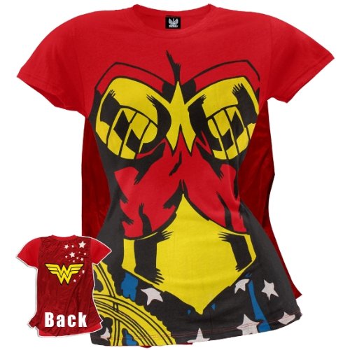  Wonder Woman - Costume Juniors T-Shirt With Cape