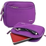 Evecase Universal Portable Neoprene Carrying Sleeve Case with Front Zipper Pocket for 2.5" External Hard Drives, GPS and External Batteries - Purple