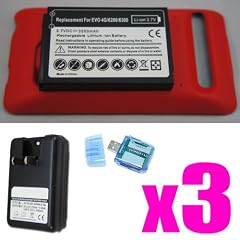 HTC Evo 4G 3500mah Extended Battery + Cover (Red) +