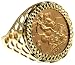 9ct  Gold Gents 1/2 Sovereign Coin With Open Nugget Style Shoulders Ring