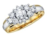 Diamond Engagement Ring: 14K Yellow White Gold 3/4 Carat (ctw)