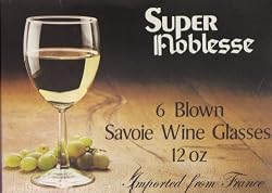 Super Noblesse 6 (Six) Blown Savoie French Wine Glasses - 12 oz.