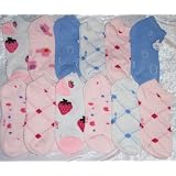 Bulk12Pair/DozenKidsGirlsPinkColorfulAnkletSocksAges7/8Cotton/Spandex