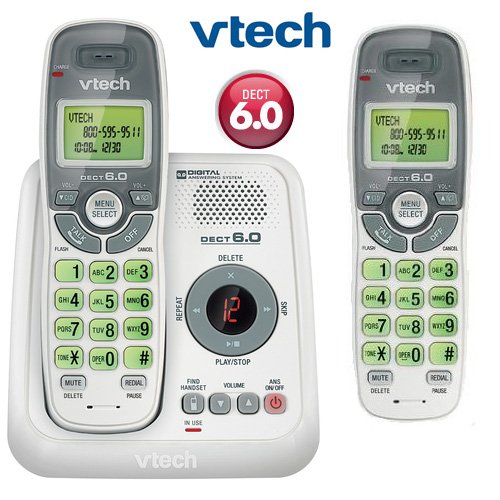 Vtech Dect 6.0 Two Handset Cordless Phone w/ Answering Machine