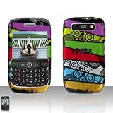 BLUE PINK GREEN MULTI COLOR STRIP SNAP ON HARD SKIN SHELL PROTECTOR COVER CASE FOR BLACKBERRY CURVE 8900 + BELT CLIP