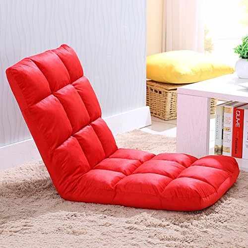 Selani™ Adjustable Floor Chair Folding Couch Sofa Six-position Multiangle Lazy Man Chair Soft Cushion Tatami Foldable Recliner, Red