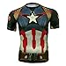 Super Heros Spiderman Men Compression Running Shirt Tight Sports Tee (XL, Captain AmericaT)