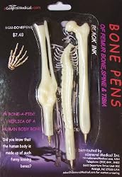 Skeleton Anatomical Bone Pens (Blister Pack; Set of 3); Halloween