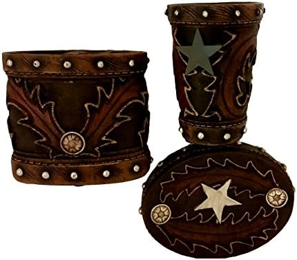 Western Lodge Theme 3 Pc Bathroom Accessory Set Tumber/Toothbrush/Soap (Star w/Bootcut)