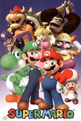 Canvas Gallery Wrap Nintendo (Super Mario Cast) Video Game Poster Print - 24x36 by Rich and Framous