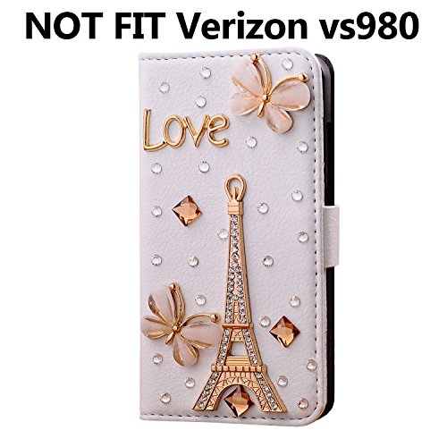 Wellpad(TM) New 3d Bling Crystal Rhinestone Wallet Leather Purse Case Fold Flip Cover Stand for Lg G2 / Optimus G2 (At&t, T-mobile, Sprint and International Version)
