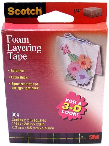 Scotch Foam Layering Tape Squares: 3/8x1/4 Thick, 216/Pkg.