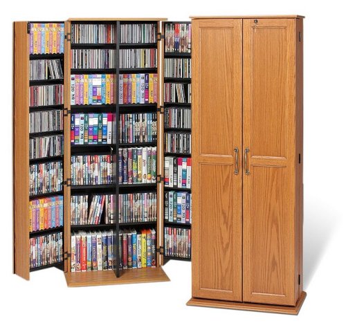 Large Oak Media Storage Cabinet