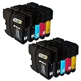 10 Cartuchos De Tinta Compatibles Con Brother LC-980 LC-1100 Tinta Para DCP-145C DCP-195C DCP-165C MFC-250C MFC-490CW MFC-5490CN MFC-5890CN(4 Negro, 2 Cian, 2 Magenta 2 Amarillos
