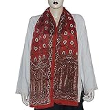 IMAGE OF Women Fashion Printed Crepe Silk Scarves 20 X 68 Inches,(Red)
