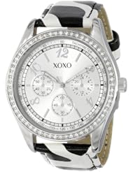 XOXO Womens XO3170 Silver Dial Black and White Giraffe Strap Watch