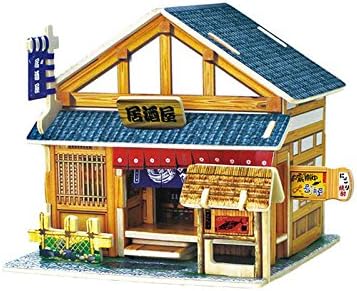 Creative Assemble Puzzle Toys Child Early Education Wooden 3D Puzzle House Japanese Pub