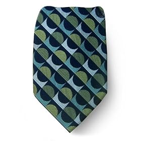Mens BCBG Designer Silk Tie - Navy Green Silver