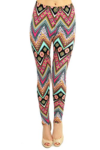 PLUS SIZE High Quality Printed Leggings (Jewel Flower Chevron)