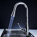 Single Handle Gooseneck Centerset Pull Down Bar Faucet with LED Sprayer, Chrome