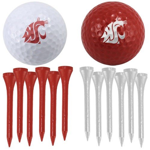 Washington State Cougars Two Golf Balls And Twelve Tees Set