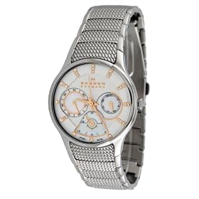 Skagen#745SGX Women's Stainless Steel 3 Dials Multi Function Crystal Index Watch