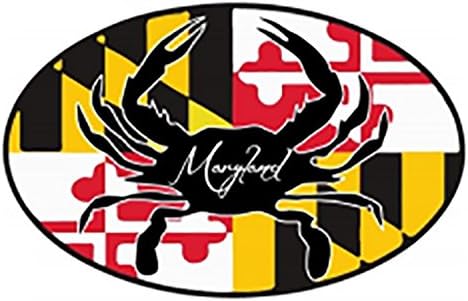 Maryland Flag Oval Crab Sticker