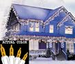 Set of 100 Amber Everglow Icicle Christmas Lights - White Wire
