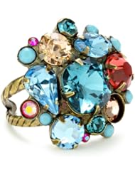 Sorrelli "Tropical" Swarovski Bold Crystal Cluster Adjustable Gold-Tone Ring