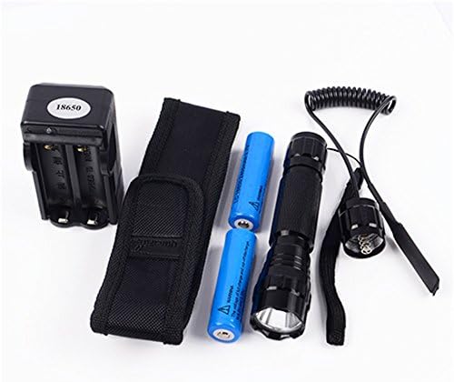 AORANINC UltraFire WF-501B 1000LM CREE XM-L T6 LED Flashlight Torch Light + Holster + 2 Pcs 18650 Rechargeable Batteries + US Charger + Remote Pressure Switch