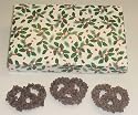 Scott's Cakes 1/2 lb. Dark Chocolate Covered Pretzel with Chocolate Chips in a Holly Box