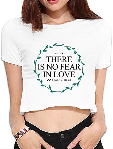 IVON Women's There Is No Fear In Love Sexy Crop Top White Medium