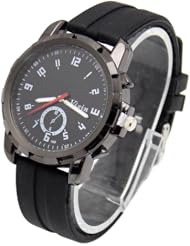 Accmart New Fashion Rubber Strap Sport Unisex Analog Quartz Wrist Watch Black