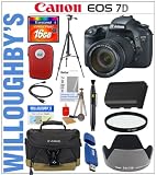 Canon EOS 7D 18 MP CMOS Digital SLR Camera with Canon EF-S 18-135mm f/3.5-5.6 IS Lens + Canon Deluxe Gadget Bag + Canon EW-73B Lens Hood + Canon LPE6 Spare Battery + 67mm Pro DHD Essential UV Filter + Transcend 16GB 133x CompactFlash Memory Card + Sunpak 6600DX Digital Tripod & Much More! Willoughby's Est. 1898 Photographic Specialty Bundle