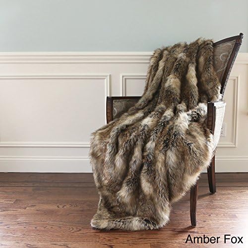 Wild Mannered Luxury Long Hair Faux Fur 60-inch Lap Throw Blanket (Amber Fox)