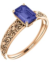 14K Rose Gold 7.00x5.00mm Emerald Cut Tanzanite Ring -- LIFETIME WARRANTY