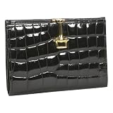 Budd Leather Crocodile Bidente Slim French Purse with Clip Closure