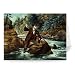 Brook Trout Fishing - An Anxious Moment,.. - Greeting Card (Pack of 2) - 7x5 inch - Art247 - Standard Size - Pack Of 2