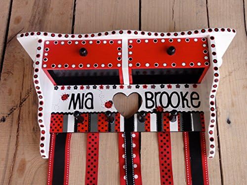 Custom Hand-Painted Ladybug Hair Bow Holder for Baby Nursery
