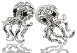 Adorable Bling Crystal Octopus Stud Earrings