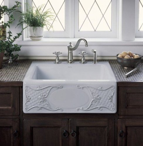 KOHLER Tidings Design On Alcott Undercounter Sink with Five-Hole Drilling, Biscuit #K-1-14572-T1-96