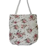 Floral Canvas Fashion Shoulder Bag Beige & Red