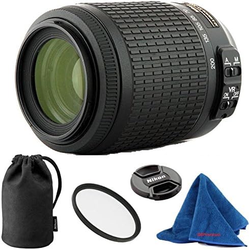 Nikon 55-200mm f/4-5.6G ED IF AF-S DX VR [Vibration Reduction] Nikkor Zoom DBPREMIUM Lens Bundle + High Definition U.V. Filter + Deluxe Pouch for Nikon Digital SLR Cameras