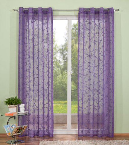 Gardinen Set, 2 x Deko Voile Flock