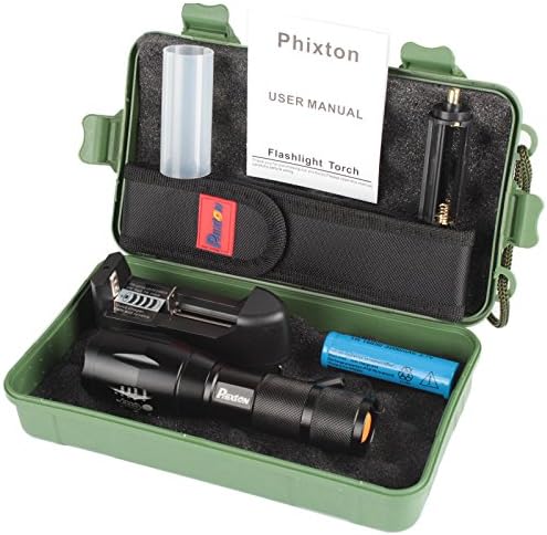 5000LM Zoomable XML T6 LED Tactical Police Flashlight+18650 Battery+Charger+Case