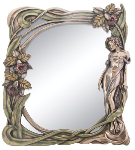 Art Nouveau Orchid Mirror Display Decoration