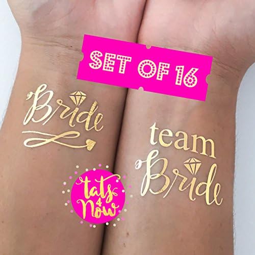 Set of 16 Bachelorette Party, bachelorette tattoo, gold script team bride, bridal party, bridesmaid tattoo, bride, hens party, wedding party