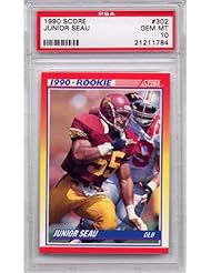 Collectibles: 1990 Score Junior Seau Rookie San Diego Chargers / USC #302 PSA 10 GEM MT (Football Cards) - Score